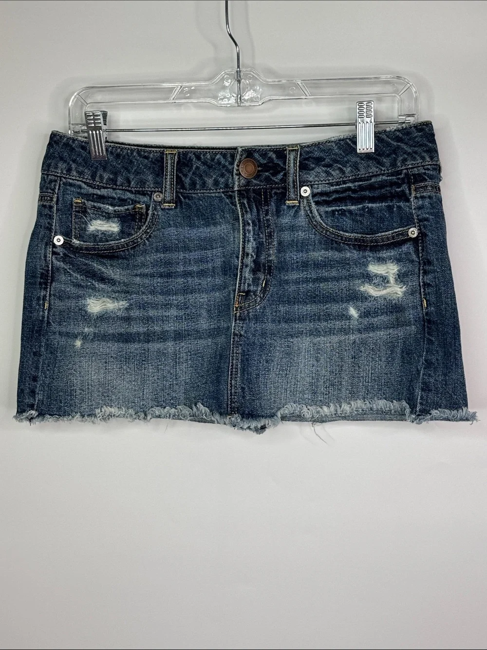 American Eagle Raw Hem Distressed Mini Skirt Size 6 Y2K